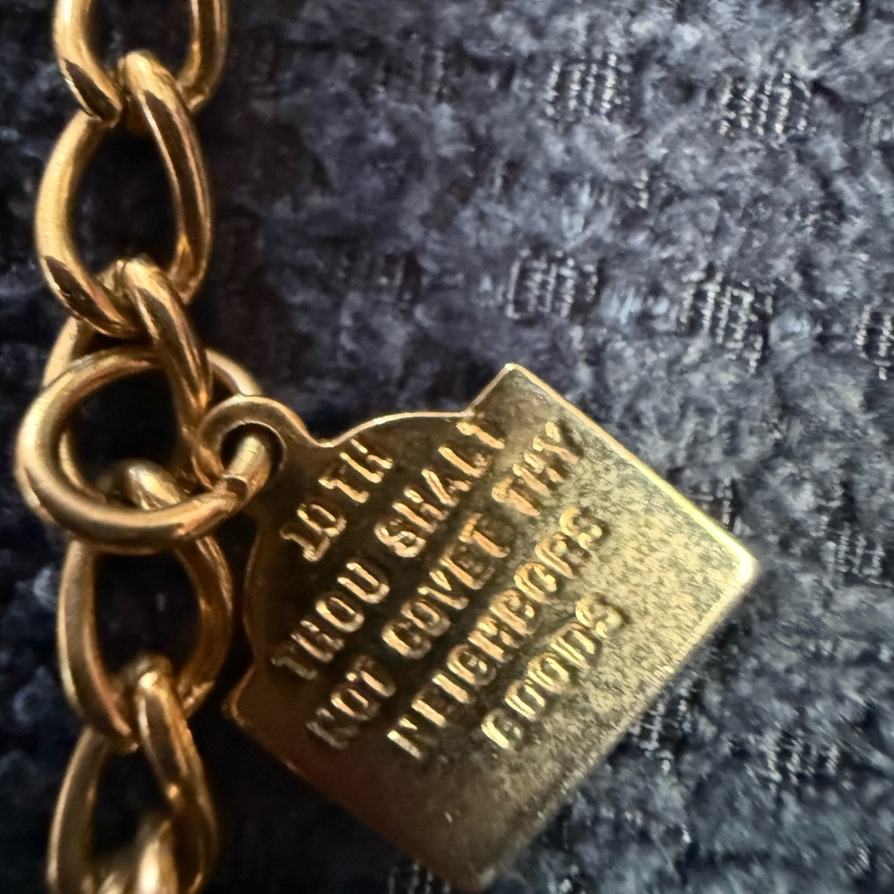 Vintage Gold Charm Bracelet with Engraved bible verses inspirational - Picture 2 of 4